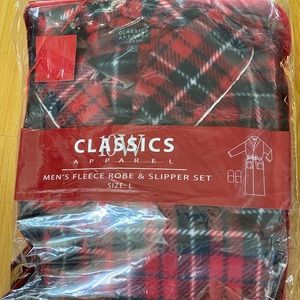 Men fleece robe set new